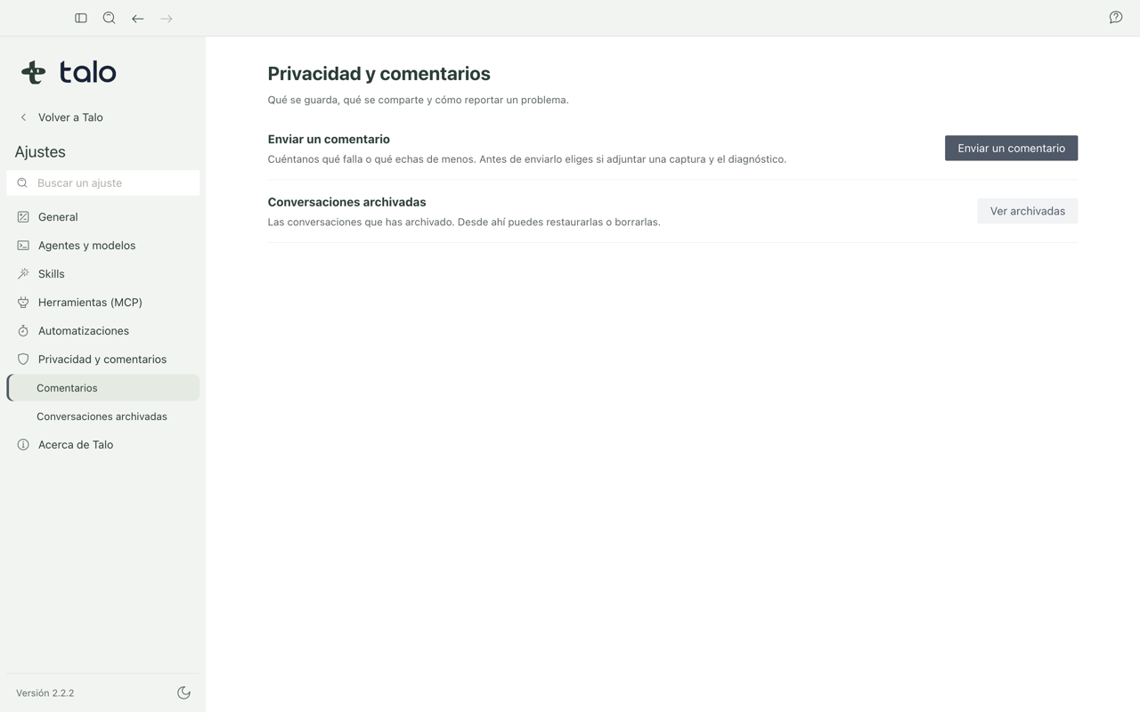 Privacidad y comentarios