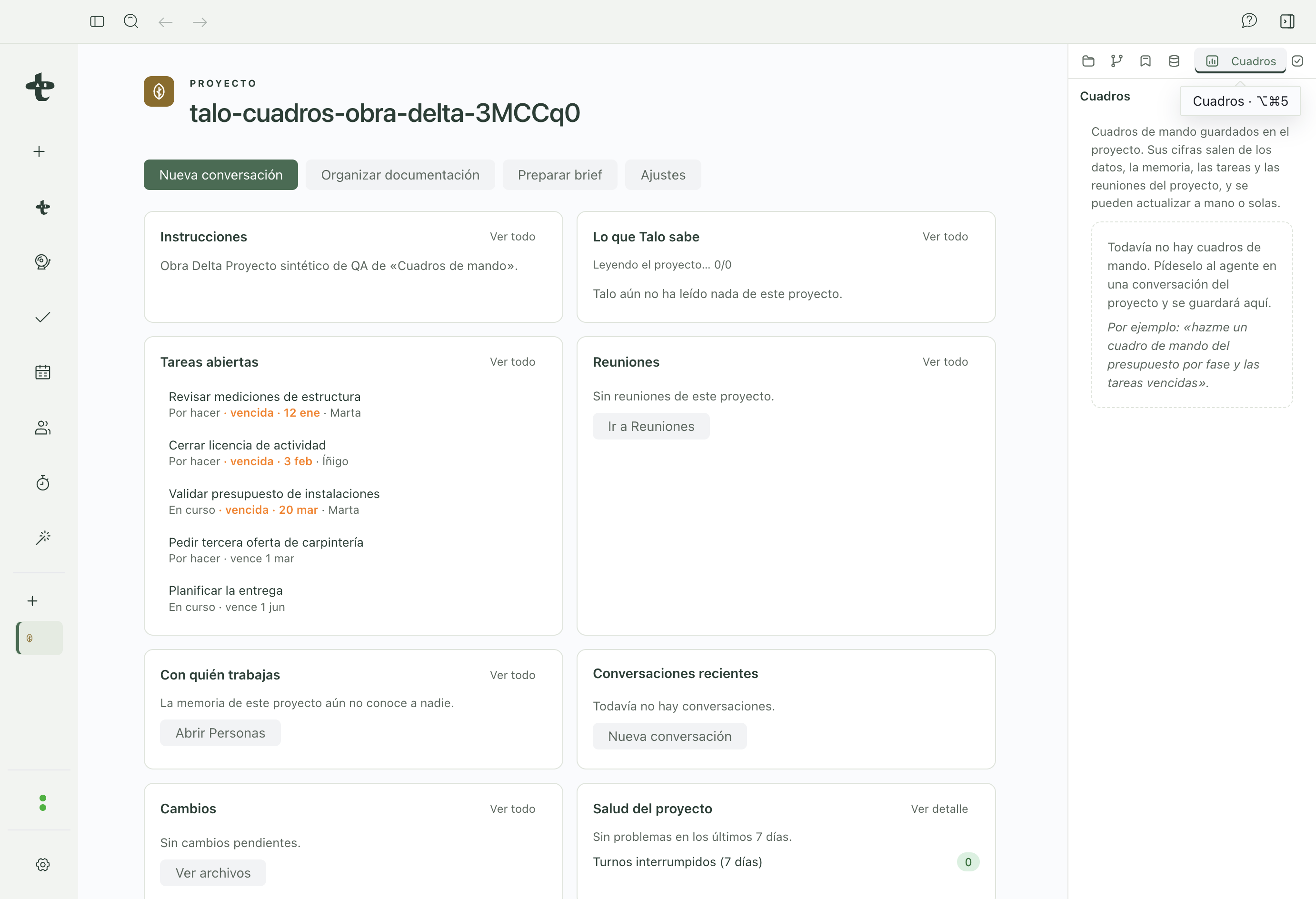 Empty Dashboards tab, with a suggestion of what to ask the agent